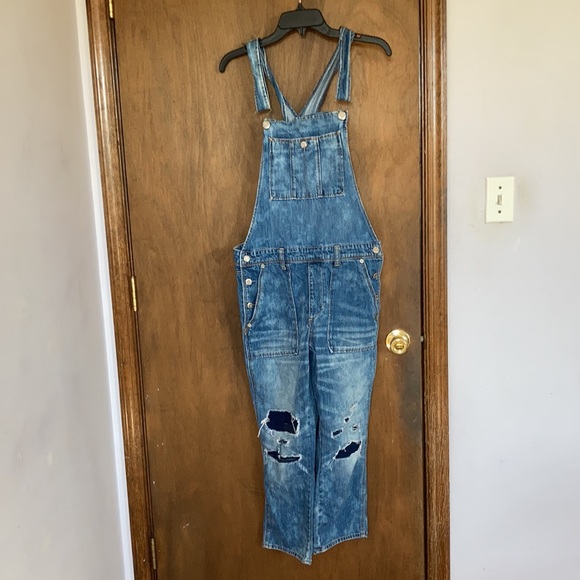 American Eagle distressed jean overall denim cotton size M - Picture 15 of 17